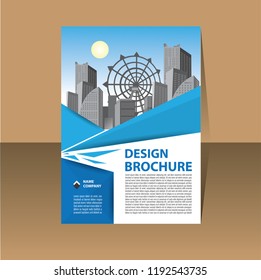 Brochure template layout, cover design annual report, magazine, flyer or booklet in A4 with blue geometric shapes on polygonal background