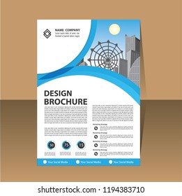 Brochure template layout, cover design annual report, magazine, flyer or booklet in A4 with blue geometric shapes on polygonal background
