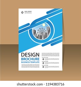 Brochure template layout, cover design annual report, magazine, flyer or booklet in A4 with blue geometric shapes on polygonal background