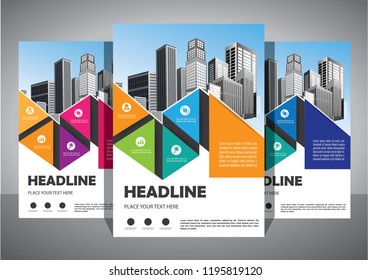 Brochure template layout, cover design annual report, magazine, flyer or booklet in A4 with blue geometric shapes on polygonal background
