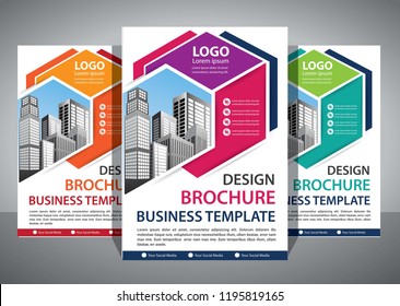 Brochure template layout, cover design annual report, magazine, flyer or booklet in A4 with blue geometric shapes on polygonal background