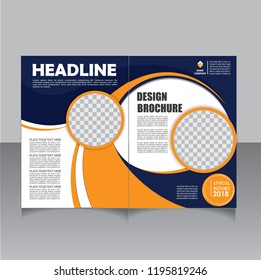 Brochure template layout, cover design annual report, magazine, flyer or booklet in A4 with blue geometric shapes on polygonal background