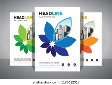 Brochure template layout, cover design annual report, magazine, flyer or booklet in A4 with blue geometric shapes on polygonal background