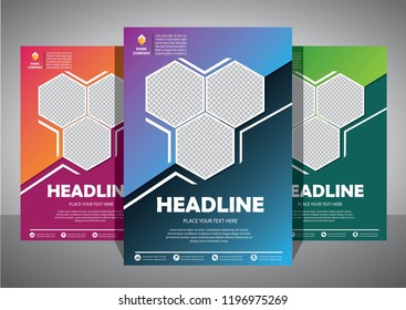 Brochure template layout, cover design annual report, magazine, flyer or booklet in A4 with blue geometric shapes on polygonal background