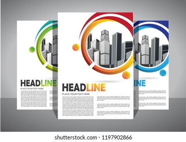 Brochure template layout, cover design annual report, magazine, flyer or booklet in A4 with blue geometric shapes on polygonal background