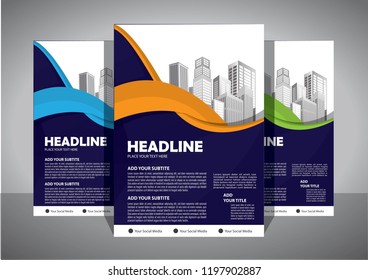 Brochure template layout, cover design annual report, magazine, flyer or booklet in A4 with blue geometric shapes on polygonal background