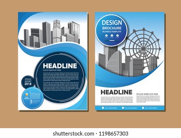 Brochure template layout, cover design annual report, magazine, flyer or booklet in A4 with blue geometric shapes on polygonal background