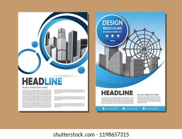 Brochure template layout, cover design annual report, magazine, flyer or booklet in A4 with blue geometric shapes on polygonal background