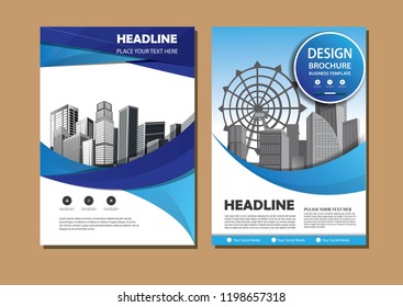 Brochure template layout, cover design annual report, magazine, flyer or booklet in A4 with blue geometric shapes on polygonal background