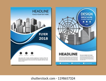 Brochure template layout, cover design annual report, magazine, flyer or booklet in A4 with blue geometric shapes on polygonal background