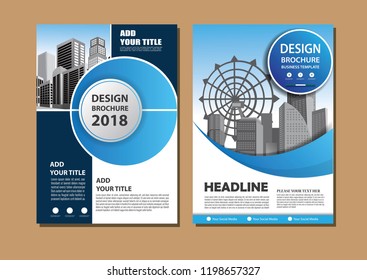 Brochure template layout, cover design annual report, magazine, flyer or booklet in A4 with blue geometric shapes on polygonal background