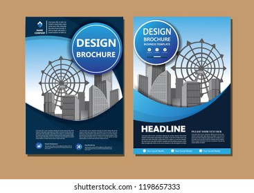 Brochure template layout, cover design annual report, magazine, flyer or booklet in A4 with blue geometric shapes on polygonal background
