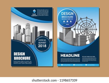 Brochure template layout, cover design annual report, magazine, flyer or booklet in A4 with blue geometric shapes on polygonal background