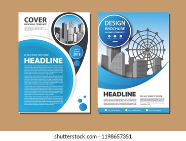 Brochure template layout, cover design annual report, magazine, flyer or booklet in A4 with blue geometric shapes on polygonal background