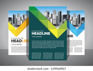 
Brochure template layout, cover design annual report, magazine, flyer or booklet in A4 with blue geometric shapes on polygonal background