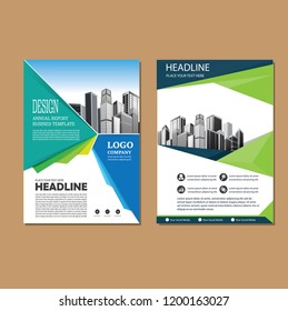 Brochure template layout, cover design annual report, magazine, flyer or booklet in A4 with blue geometric shapes on polygonal background