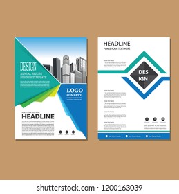 Brochure template layout, cover design annual report, magazine, flyer or booklet in A4 with blue geometric shapes on polygonal background