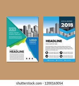 Brochure template layout, cover design annual report, magazine, flyer or booklet in A4 with blue geometric shapes on polygonal background