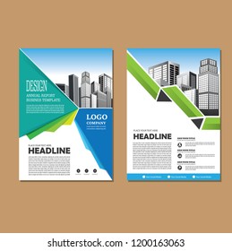 Brochure template layout, cover design annual report, magazine, flyer or booklet in A4 with blue geometric shapes on polygonal background