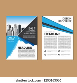 Brochure template layout, cover design annual report, magazine, flyer or booklet in A4 with blue geometric shapes on polygonal background