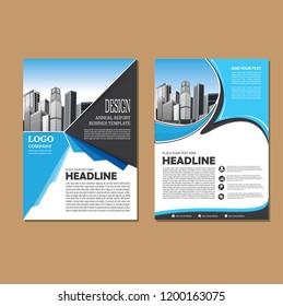 Brochure template layout, cover design annual report, magazine, flyer or booklet in A4 with blue geometric shapes on polygonal background