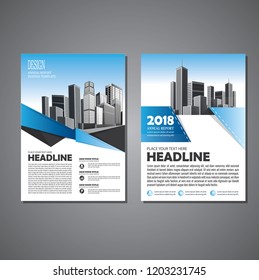 Brochure template layout, cover design annual report, magazine, flyer or booklet in A4 with blue geometric shapes on polygonal background