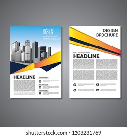 Brochure template layout, cover design annual report, magazine, flyer or booklet in A4 with blue geometric shapes on polygonal background