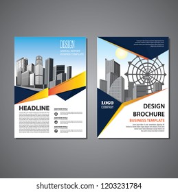 Brochure template layout, cover design annual report, magazine, flyer or booklet in A4 with blue geometric shapes on polygonal background