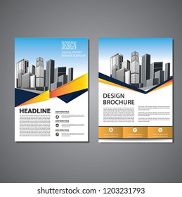Brochure template layout, cover design annual report, magazine, flyer or booklet in A4 with blue geometric shapes on polygonal background