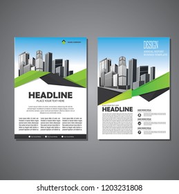 Brochure template layout, cover design annual report, magazine, flyer or booklet in A4 with blue geometric shapes on polygonal background