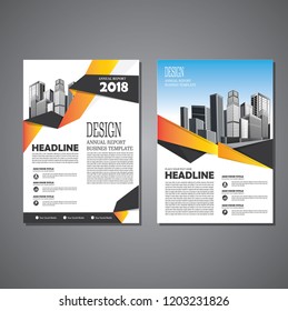 Brochure template layout, cover design annual report, magazine, flyer or booklet in A4 with blue geometric shapes on polygonal background