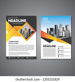Brochure template layout, cover design annual report, magazine, flyer or booklet in A4 with blue geometric shapes on polygonal background