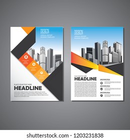 Brochure template layout, cover design annual report, magazine, flyer or booklet in A4 with blue geometric shapes on polygonal background