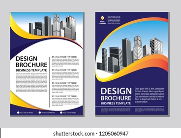 Brochure template layout, cover design annual report, magazine, flyer or booklet in A4 with blue geometric shapes on polygonal background