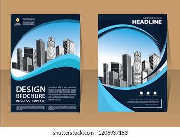 Brochure template layout, cover design annual report, magazine, flyer or booklet in A4 with blue geometric shapes on polygonal background
