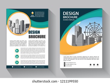 Brochure template layout, cover design annual report, magazine, flyer or booklet in A4 with blue geometric shapes on polygonal background