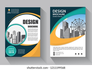 Brochure template layout, cover design annual report, magazine, flyer or booklet in A4 with blue geometric shapes on polygonal background