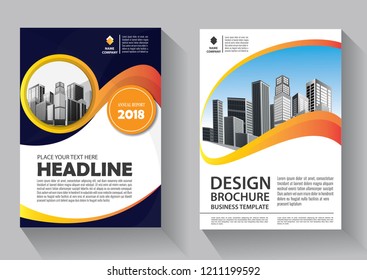 Brochure template layout, cover design annual report, magazine, flyer or booklet in A4 with blue geometric shapes on polygonal background