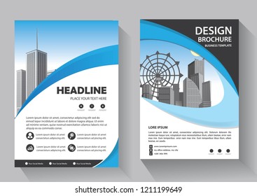Brochure template layout, cover design annual report, magazine, flyer or booklet in A4 with blue geometric shapes on polygonal background