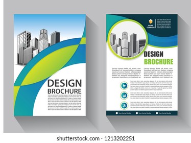 Brochure template layout, cover design annual report, magazine, flyer or booklet in A4 with blue geometric shapes on polygonal background