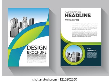 Brochure template layout, cover design annual report, magazine, flyer or booklet in A4 with blue geometric shapes on polygonal background