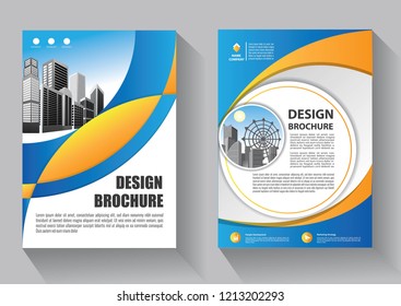 Brochure template layout, cover design annual report, magazine, flyer or booklet in A4 with blue geometric shapes on polygonal background