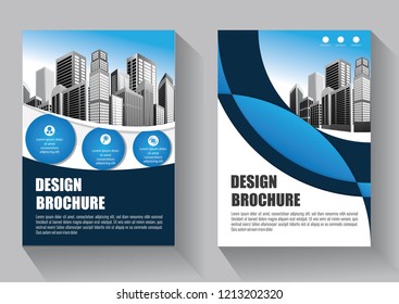Brochure template layout, cover design annual report, magazine, flyer or booklet in A4 with blue geometric shapes on polygonal background