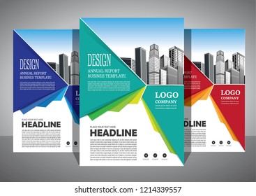 Brochure template layout, cover design annual report, magazine, flyer or booklet in A4 with blue geometric shapes on polygonal background
