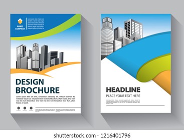 Brochure template layout, cover design annual report, magazine, flyer or booklet in A4 with blue geometric shapes on polygonal background