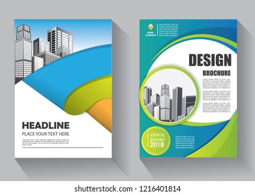 Brochure template layout, cover design annual report, magazine, flyer or booklet in A4 with blue geometric shapes on polygonal background