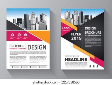 Brochure template layout, cover design annual report, magazine, flyer or booklet in A4 with blue geometric shapes on polygonal background