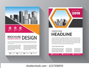 Brochure template layout, cover design annual report, magazine, flyer or booklet in A4 with blue geometric shapes on polygonal background