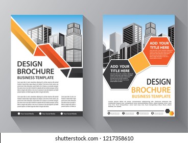 Brochure template layout, cover design annual report, magazine, flyer or booklet in A4 with blue geometric shapes on polygonal background