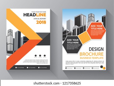 Brochure template layout, cover design annual report, magazine, flyer or booklet in A4 with blue geometric shapes on polygonal background